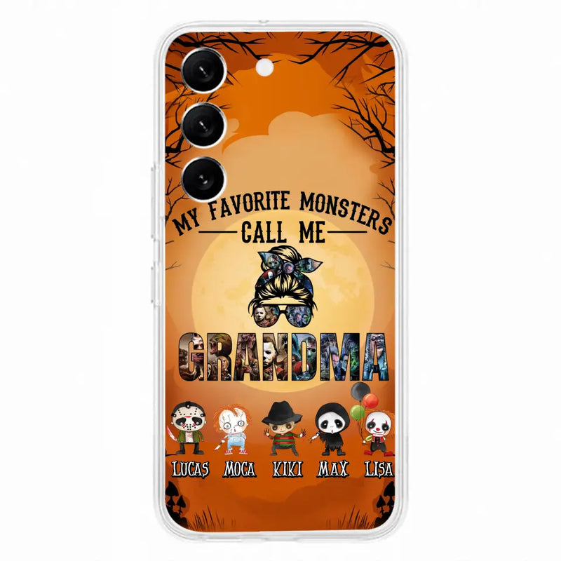 Personalized Halloween Phone Case - Halloween Gift Idea for Halloween - Up to 5 Characters - My Favorite Monsters Call Me Grandma - Case For iPhone/Samsung
