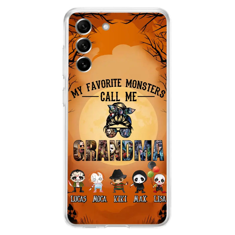 Personalized Halloween Phone Case - Halloween Gift Idea for Halloween - Up to 5 Characters - My Favorite Monsters Call Me Grandma - Case For iPhone/Samsung