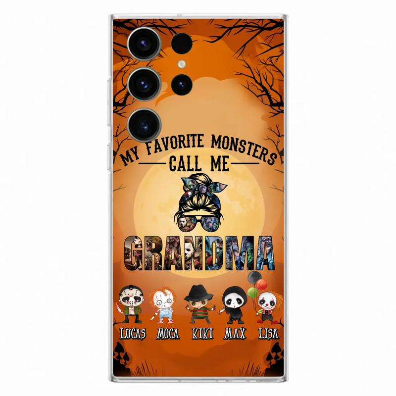 Personalized Halloween Phone Case - Halloween Gift Idea for Halloween - Up to 5 Characters - My Favorite Monsters Call Me Grandma - Case For iPhone/Samsung