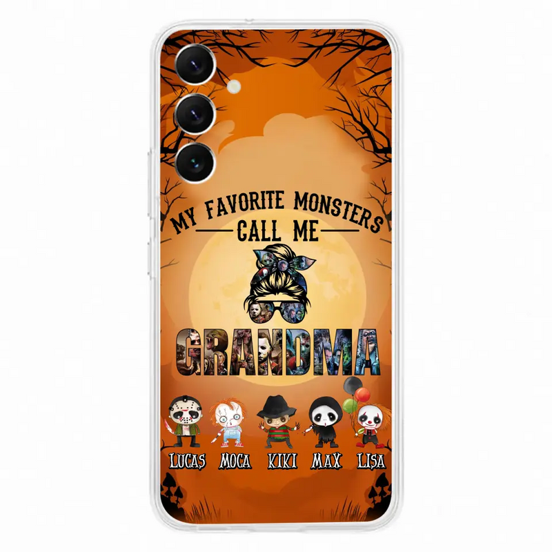 Personalized Halloween Phone Case - Halloween Gift Idea for Halloween - Up to 5 Characters - My Favorite Monsters Call Me Grandma - Case For iPhone/Samsung