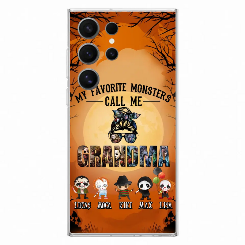Personalized Halloween Phone Case - Halloween Gift Idea for Halloween - Up to 5 Characters - My Favorite Monsters Call Me Grandma - Case For iPhone/Samsung