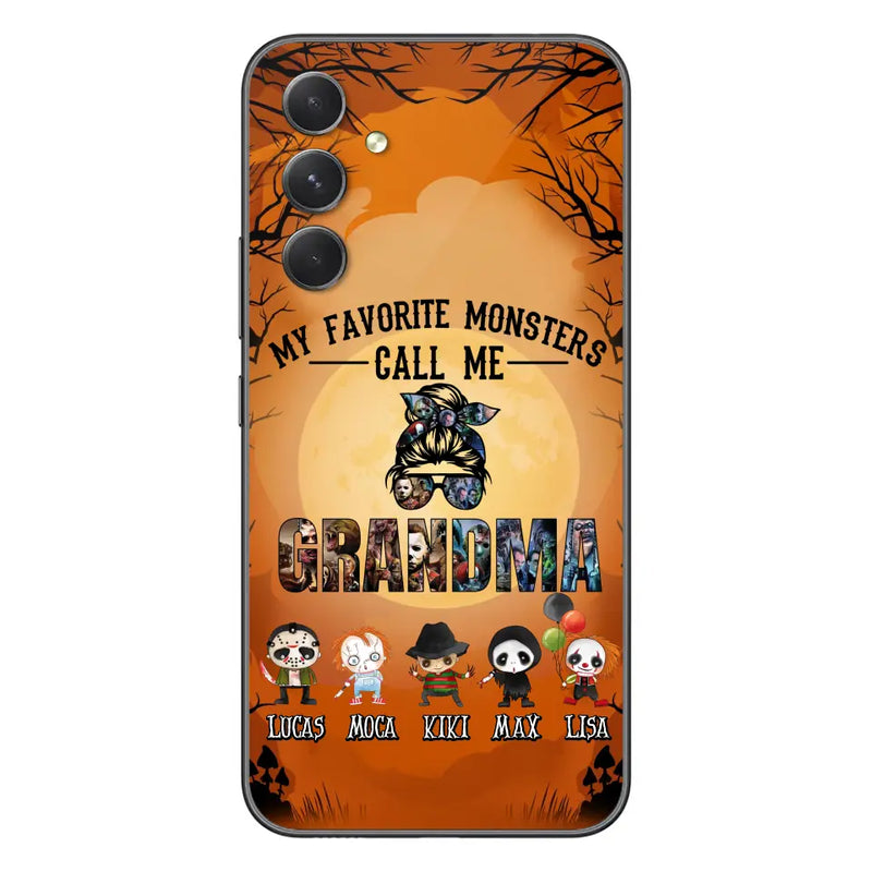 Personalized Halloween Phone Case - Halloween Gift Idea for Halloween - Up to 5 Characters - My Favorite Monsters Call Me Grandma - Case For iPhone/Samsung