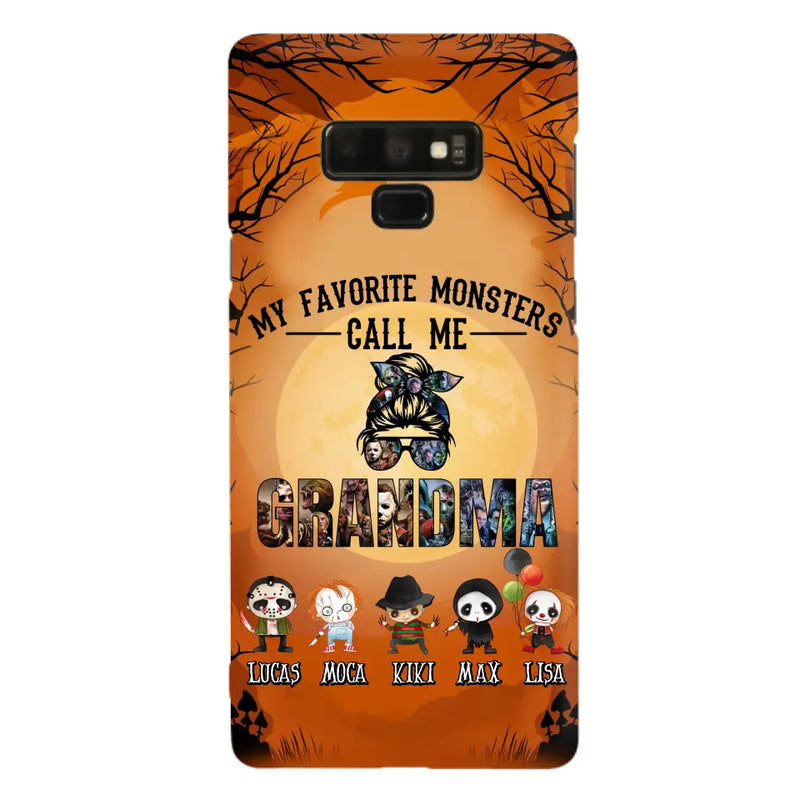 Personalized Halloween Phone Case - Halloween Gift Idea for Halloween - Up to 5 Characters - My Favorite Monsters Call Me Grandma - Case For iPhone/Samsung