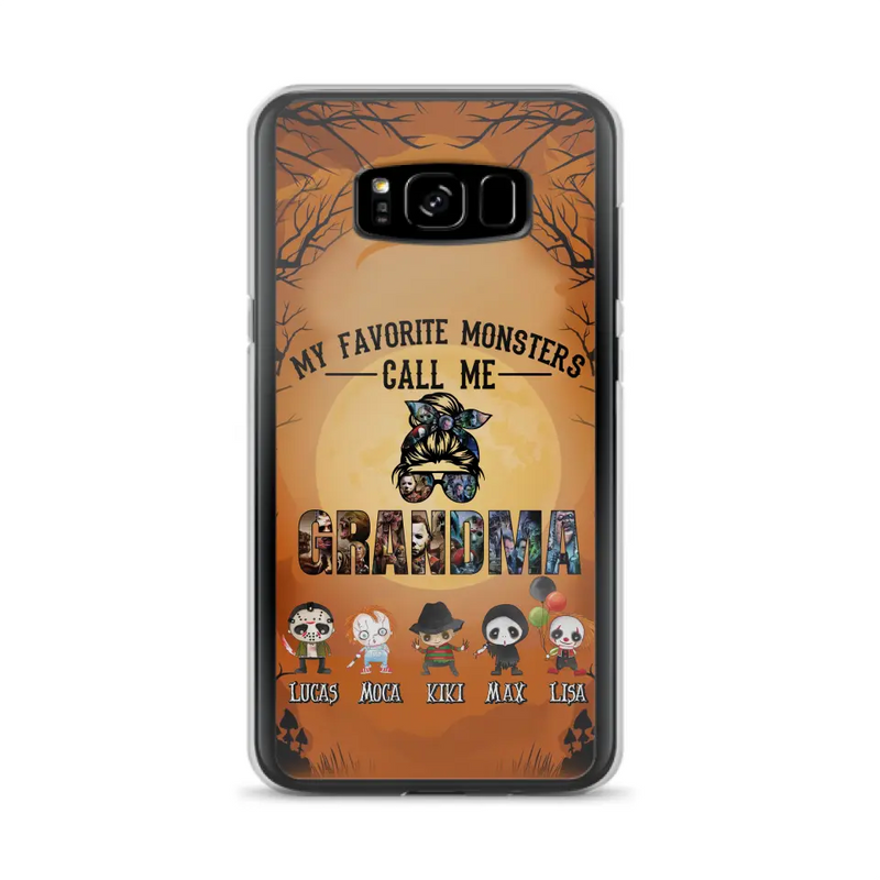 Personalized Halloween Phone Case - Halloween Gift Idea for Halloween - Up to 5 Characters - My Favorite Monsters Call Me Grandma - Case For iPhone/Samsung