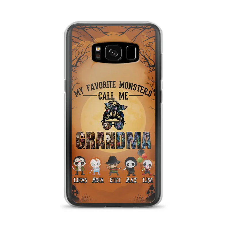 Personalized Halloween Phone Case - Halloween Gift Idea for Halloween - Up to 5 Characters - My Favorite Monsters Call Me Grandma - Case For iPhone/Samsung