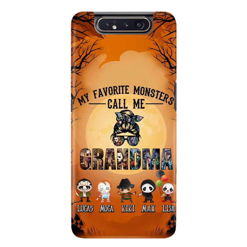 Personalized Halloween Phone Case - Halloween Gift Idea for Halloween - Up to 5 Characters - My Favorite Monsters Call Me Grandma - Case For iPhone/Samsung