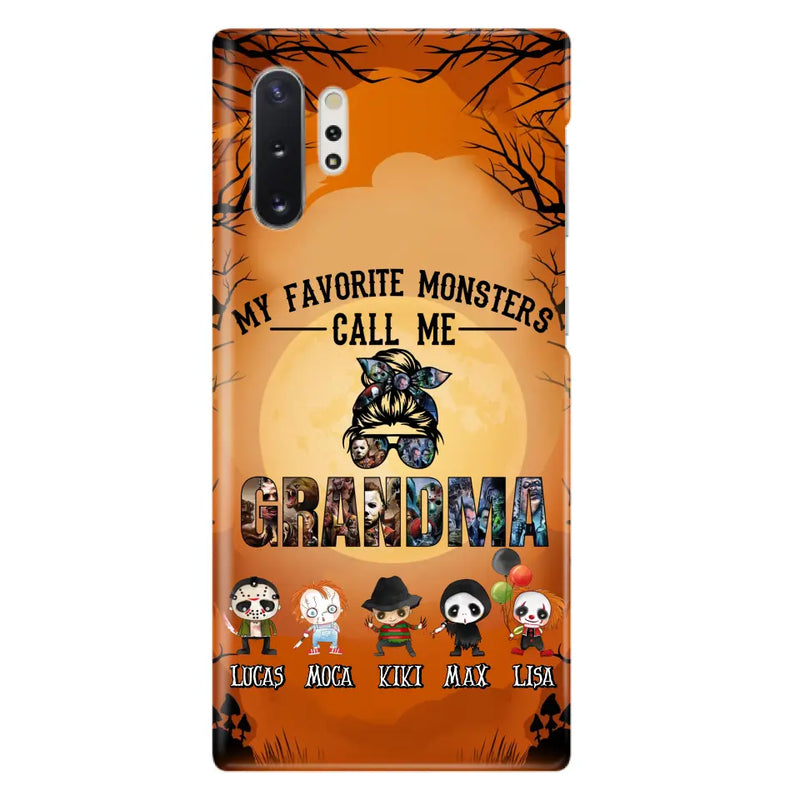 Personalized Halloween Phone Case - Halloween Gift Idea for Halloween - Up to 5 Characters - My Favorite Monsters Call Me Grandma - Case For iPhone/Samsung
