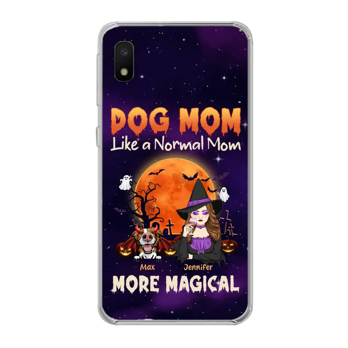 Custom Personalized Witch Dog/Cat Mom Phone Case - Halloween Gift Idea For Dog Cat Lover - Dog Mom Like A Normal Mom More Magical - Case For iPhone/Samsung