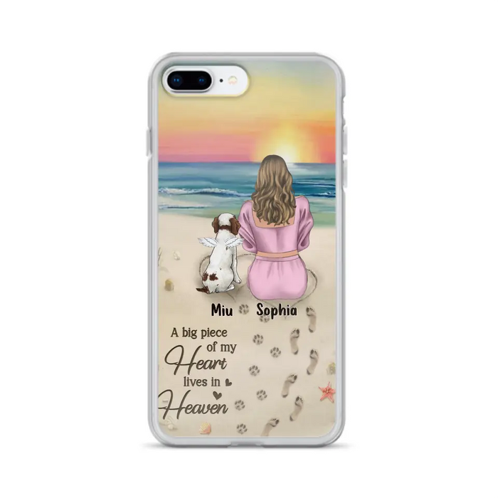 Custom Personalized Memorial Dog Mom Phone Case - Upto 3 Dogs - Memorial Gift Idea for Dog Owners - A Big Piece Of My Heart Lives In Heaven - Case for iPhone/Samsung