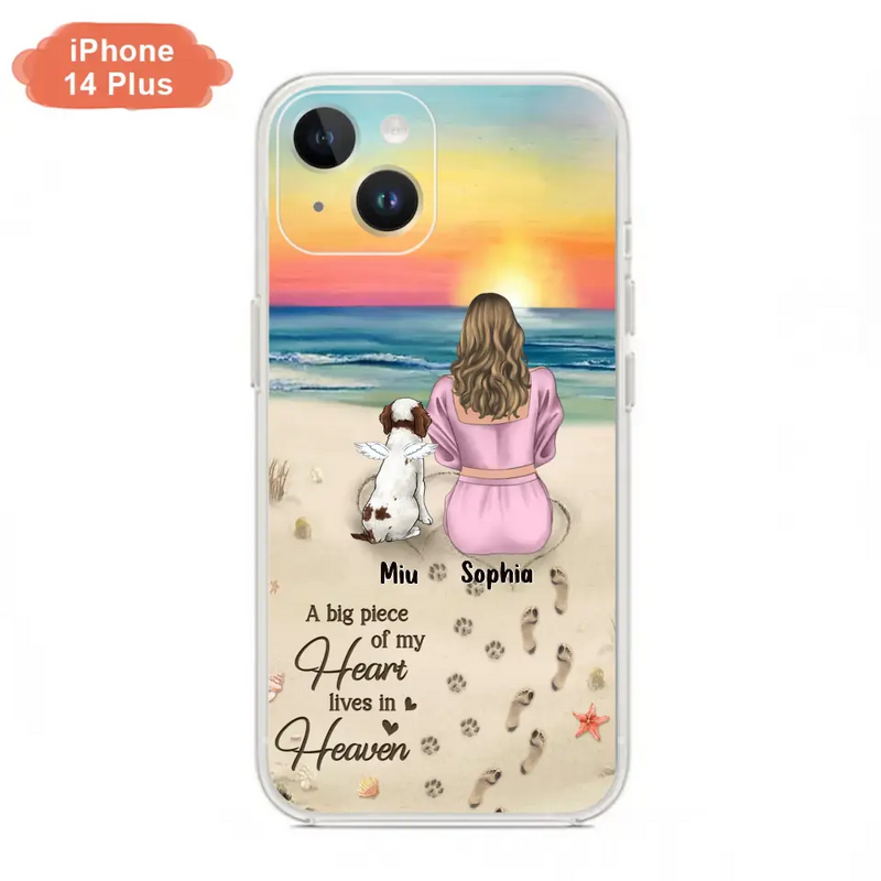 Personalized Memorial Dog Mom Phone Case - Up to 3 Dogs - Memorial Gift Idea for Dog Owners - A Big Piece Of My Heart Lives In Heaven - Case for iPhone/Samsung