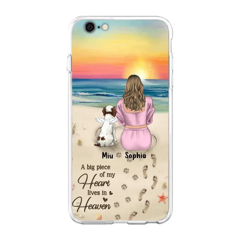 Personalized Memorial Dog Mom Phone Case - Up to 3 Dogs - Memorial Gift Idea for Dog Owners - A Big Piece Of My Heart Lives In Heaven - Case for iPhone/Samsung