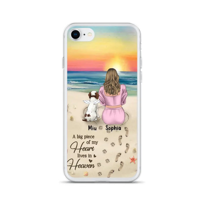 Custom Personalized Memorial Dog Mom Phone Case - Upto 3 Dogs - Memorial Gift Idea for Dog Owners - A Big Piece Of My Heart Lives In Heaven - Case for iPhone/Samsung