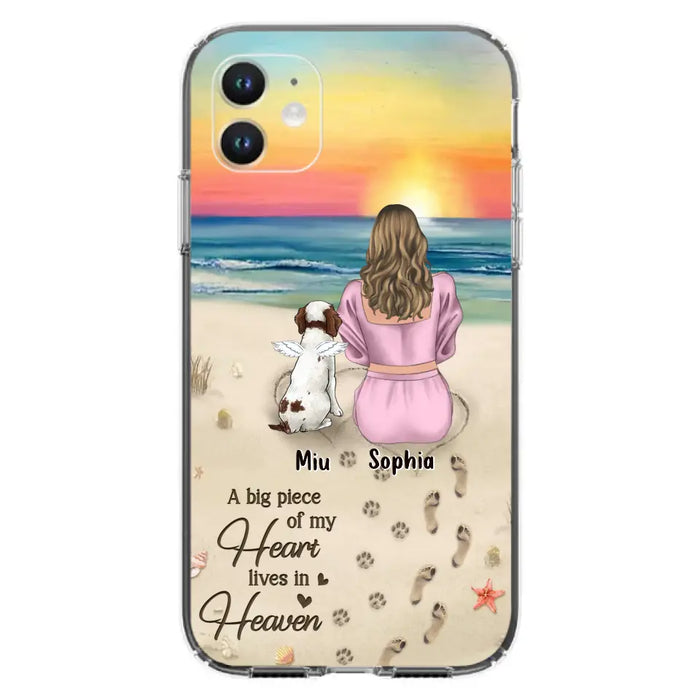 Custom Personalized Memorial Dog Mom Phone Case - Upto 3 Dogs - Memorial Gift Idea for Dog Owners - A Big Piece Of My Heart Lives In Heaven - Case for iPhone/Samsung