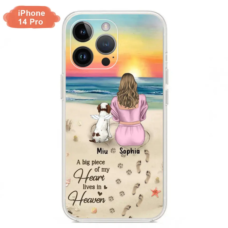 Personalized Memorial Dog Mom Phone Case - Up to 3 Dogs - Memorial Gift Idea for Dog Owners - A Big Piece Of My Heart Lives In Heaven - Case for iPhone/Samsung