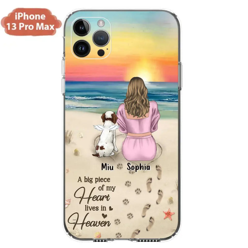 Personalized Memorial Dog Mom Phone Case - Up to 3 Dogs - Memorial Gift Idea for Dog Owners - A Big Piece Of My Heart Lives In Heaven - Case for iPhone/Samsung