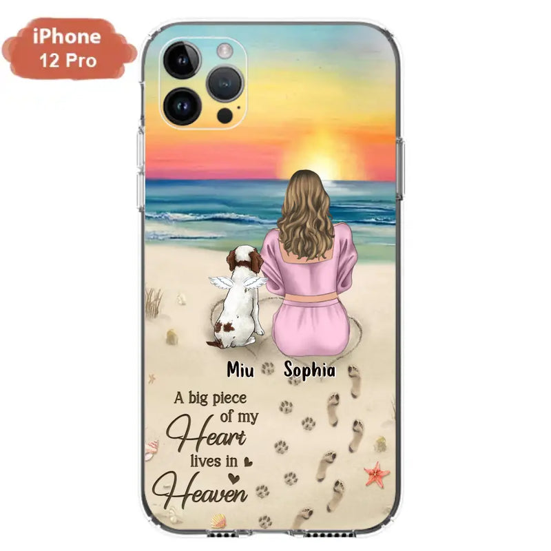 Personalized Memorial Dog Mom Phone Case - Up to 3 Dogs - Memorial Gift Idea for Dog Owners - A Big Piece Of My Heart Lives In Heaven - Case for iPhone/Samsung