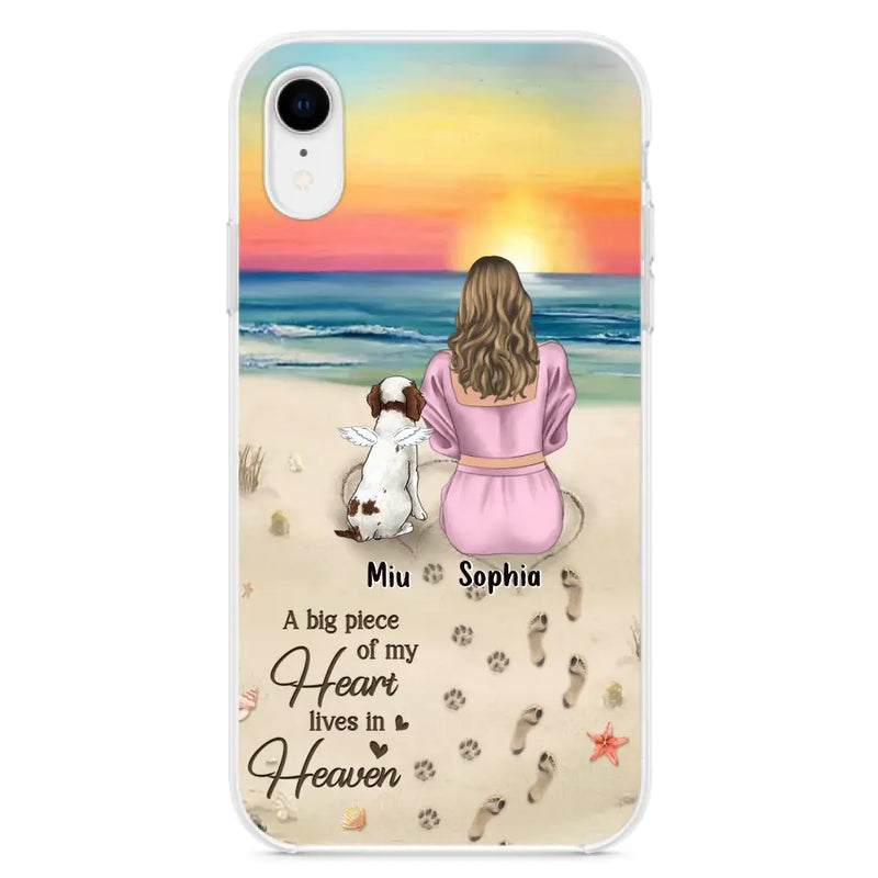 Personalized Memorial Dog Mom Phone Case - Up to 3 Dogs - Memorial Gift Idea for Dog Owners - A Big Piece Of My Heart Lives In Heaven - Case for iPhone/Samsung