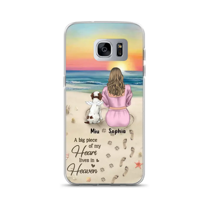 Custom Personalized Memorial Dog Mom Phone Case - Upto 3 Dogs - Memorial Gift Idea for Dog Owners - A Big Piece Of My Heart Lives In Heaven - Case for iPhone/Samsung