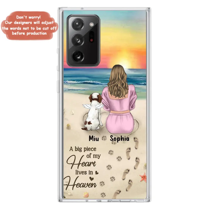 Custom Personalized Memorial Dog Mom Phone Case - Upto 3 Dogs - Memorial Gift Idea for Dog Owners - A Big Piece Of My Heart Lives In Heaven - Case for iPhone/Samsung