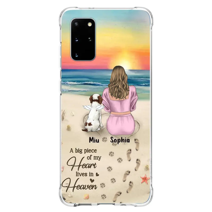 Custom Personalized Memorial Dog Mom Phone Case - Upto 3 Dogs - Memorial Gift Idea for Dog Owners - A Big Piece Of My Heart Lives In Heaven - Case for iPhone/Samsung