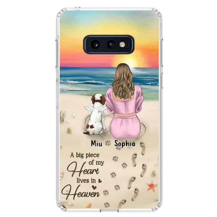 Custom Personalized Memorial Dog Mom Phone Case - Upto 3 Dogs - Memorial Gift Idea for Dog Owners - A Big Piece Of My Heart Lives In Heaven - Case for iPhone/Samsung