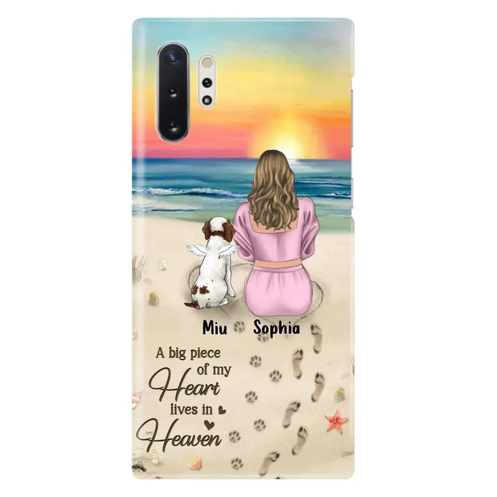 Custom Personalized Memorial Dog Mom Phone Case - Upto 3 Dogs - Memorial Gift Idea for Dog Owners - A Big Piece Of My Heart Lives In Heaven - Case for iPhone/Samsung