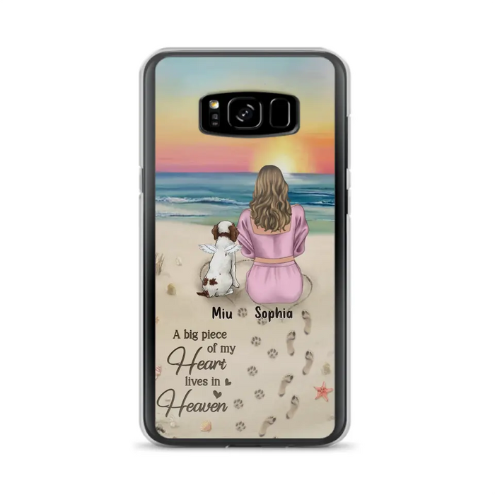 Custom Personalized Memorial Dog Mom Phone Case - Upto 3 Dogs - Memorial Gift Idea for Dog Owners - A Big Piece Of My Heart Lives In Heaven - Case for iPhone/Samsung