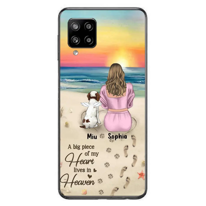 Custom Personalized Memorial Dog Mom Phone Case - Upto 3 Dogs - Memorial Gift Idea for Dog Owners - A Big Piece Of My Heart Lives In Heaven - Case for iPhone/Samsung