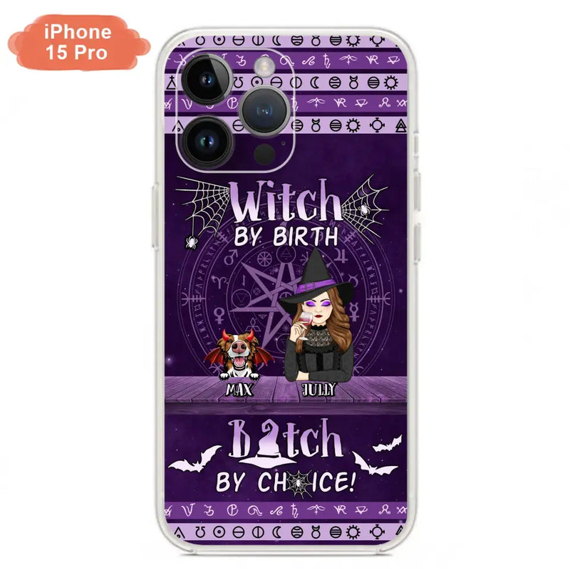 Personalized Witch Phone Case - Halloween Gift Idea for Witch Lovers/Pet Lovers - Up to 3 Dogs/Cats - Witch By Birth - Case For iPhone/Samsung