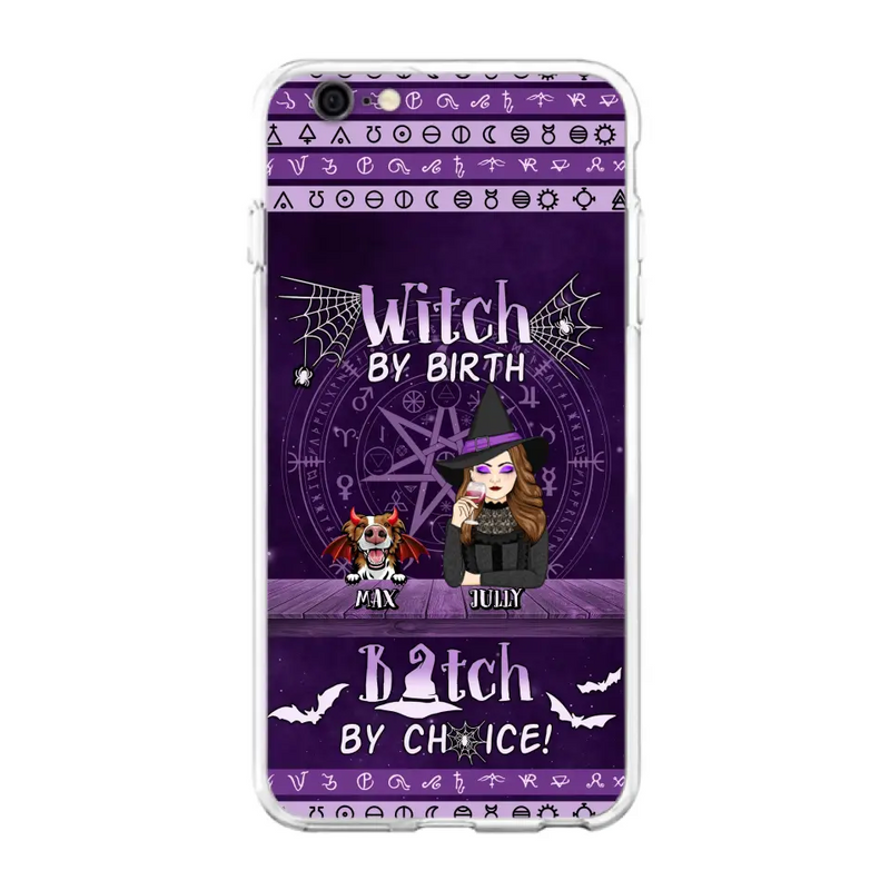 Personalized Witch Phone Case - Halloween Gift Idea for Witch Lovers/Pet Lovers - Up to 3 Dogs/Cats - Witch By Birth - Case For iPhone/Samsung