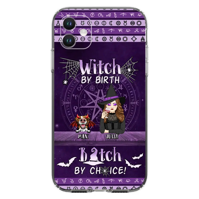Personalized Witch Phone Case - Halloween Gift Idea for Witch Lovers/Pet Lovers - Up to 3 Dogs/Cats - Witch By Birth - Case For iPhone/Samsung