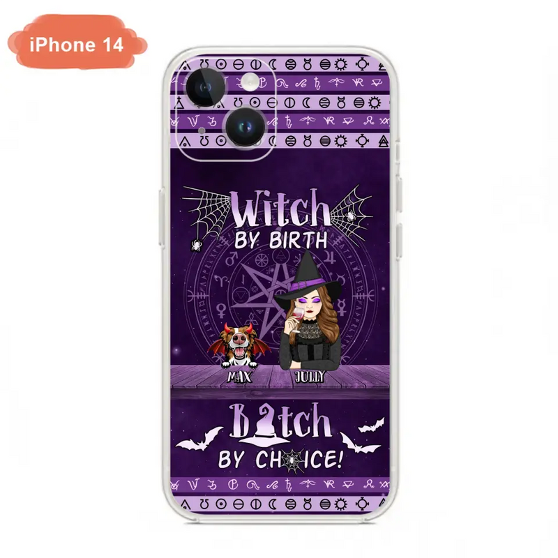 Personalized Witch Phone Case - Halloween Gift Idea for Witch Lovers/Pet Lovers - Up to 3 Dogs/Cats - Witch By Birth - Case For iPhone/Samsung