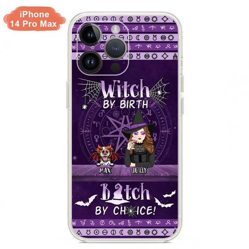 Personalized Witch Phone Case - Halloween Gift Idea for Witch Lovers/Pet Lovers - Up to 3 Dogs/Cats - Witch By Birth - Case For iPhone/Samsung