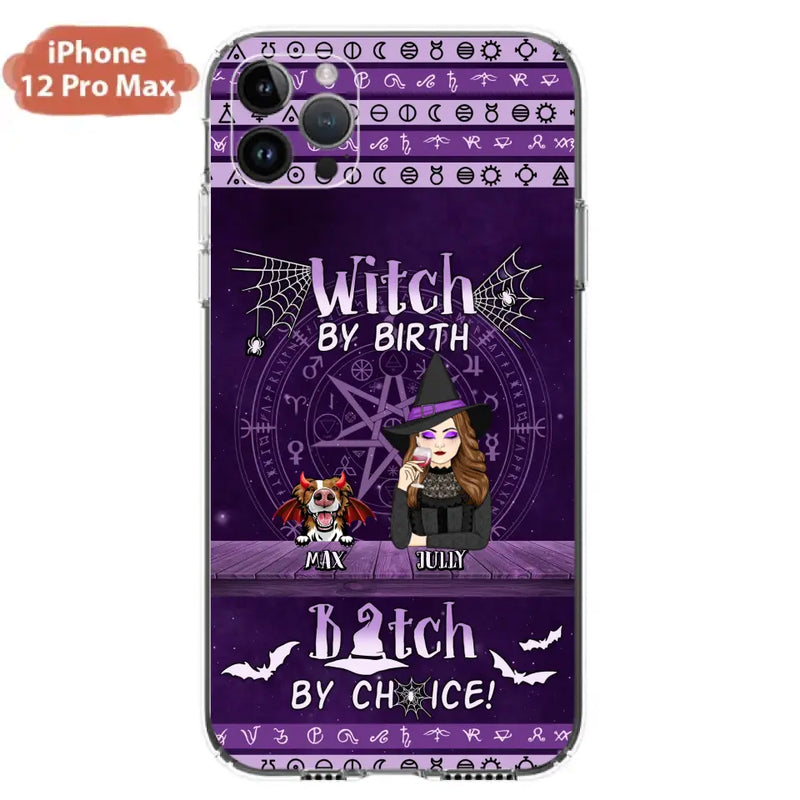 Personalized Witch Phone Case - Halloween Gift Idea for Witch Lovers/Pet Lovers - Up to 3 Dogs/Cats - Witch By Birth - Case For iPhone/Samsung