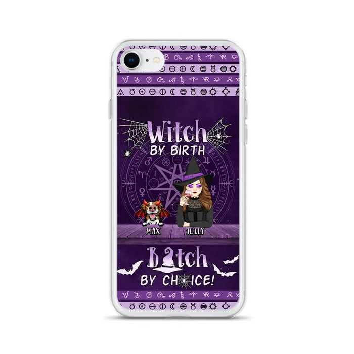 Custom Personalized Witch Phone Case - Halloween Gift Idea for Witch Lovers/Pet Lovers - Upto 3 Dogs/Cats - Witch By Birth - Case For iPhone/Samsung