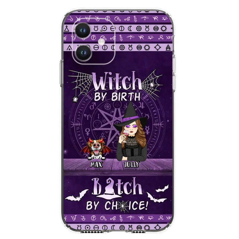 Personalized Witch Phone Case - Halloween Gift Idea for Witch Lovers/Pet Lovers - Up to 3 Dogs/Cats - Witch By Birth - Case For iPhone/Samsung
