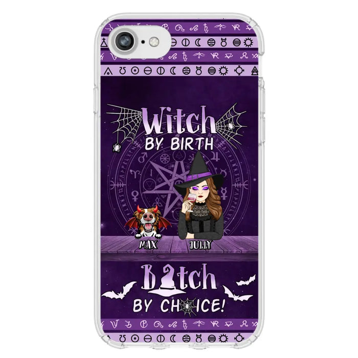 Custom Personalized Witch Phone Case - Halloween Gift Idea for Witch Lovers/Pet Lovers - Upto 3 Dogs/Cats - Witch By Birth - Case For iPhone/Samsung