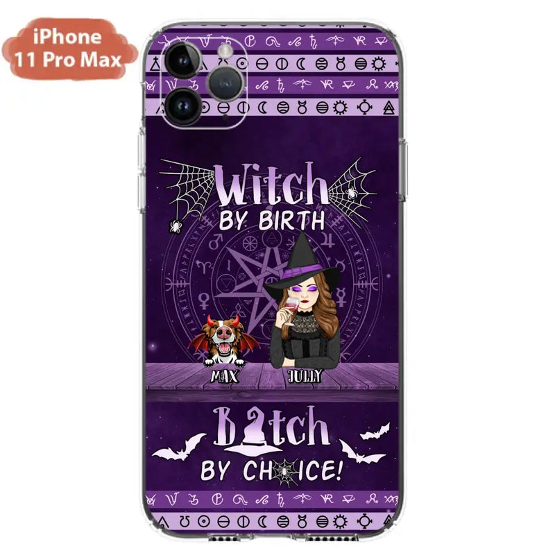 Personalized Witch Phone Case - Halloween Gift Idea for Witch Lovers/Pet Lovers - Up to 3 Dogs/Cats - Witch By Birth - Case For iPhone/Samsung