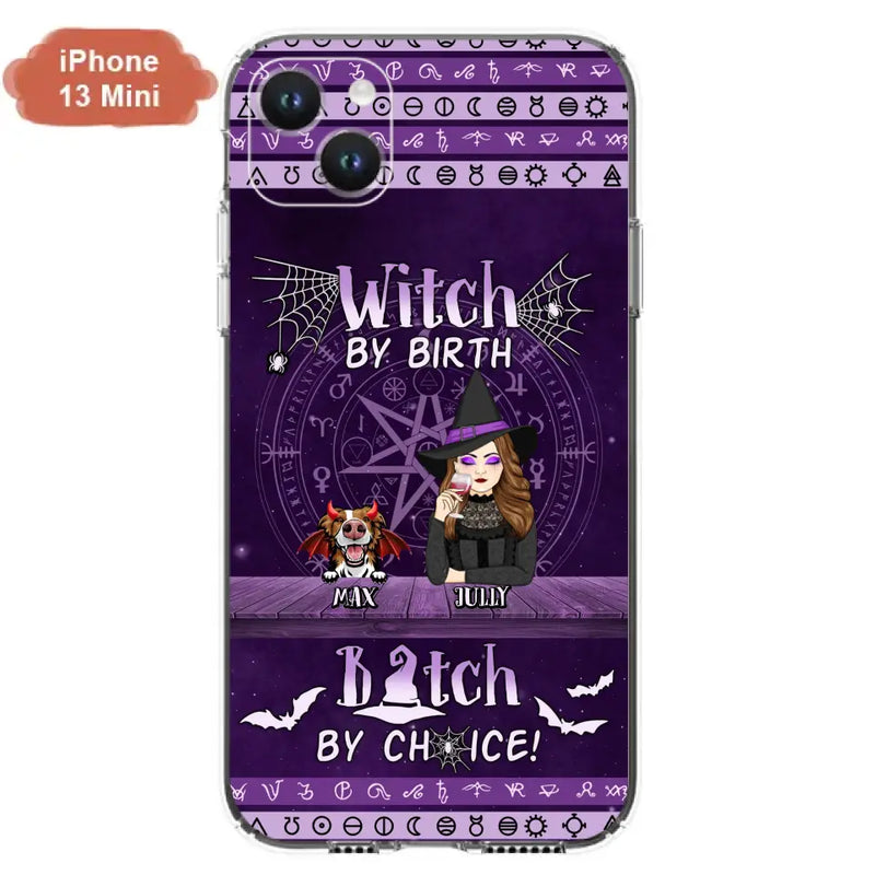 Personalized Witch Phone Case - Halloween Gift Idea for Witch Lovers/Pet Lovers - Up to 3 Dogs/Cats - Witch By Birth - Case For iPhone/Samsung