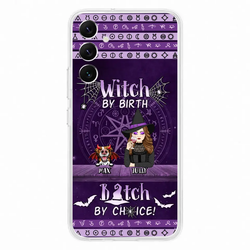 Personalized Witch Phone Case - Halloween Gift Idea for Witch Lovers/Pet Lovers - Up to 3 Dogs/Cats - Witch By Birth - Case For iPhone/Samsung