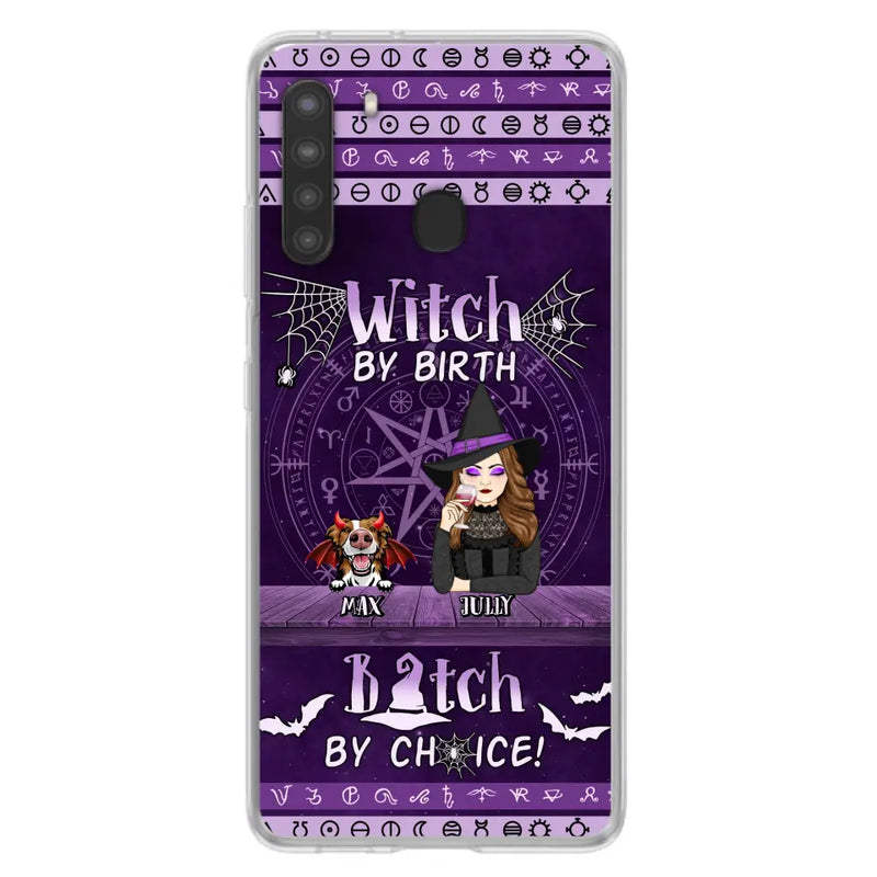 Personalized Witch Phone Case - Halloween Gift Idea for Witch Lovers/Pet Lovers - Up to 3 Dogs/Cats - Witch By Birth - Case For iPhone/Samsung