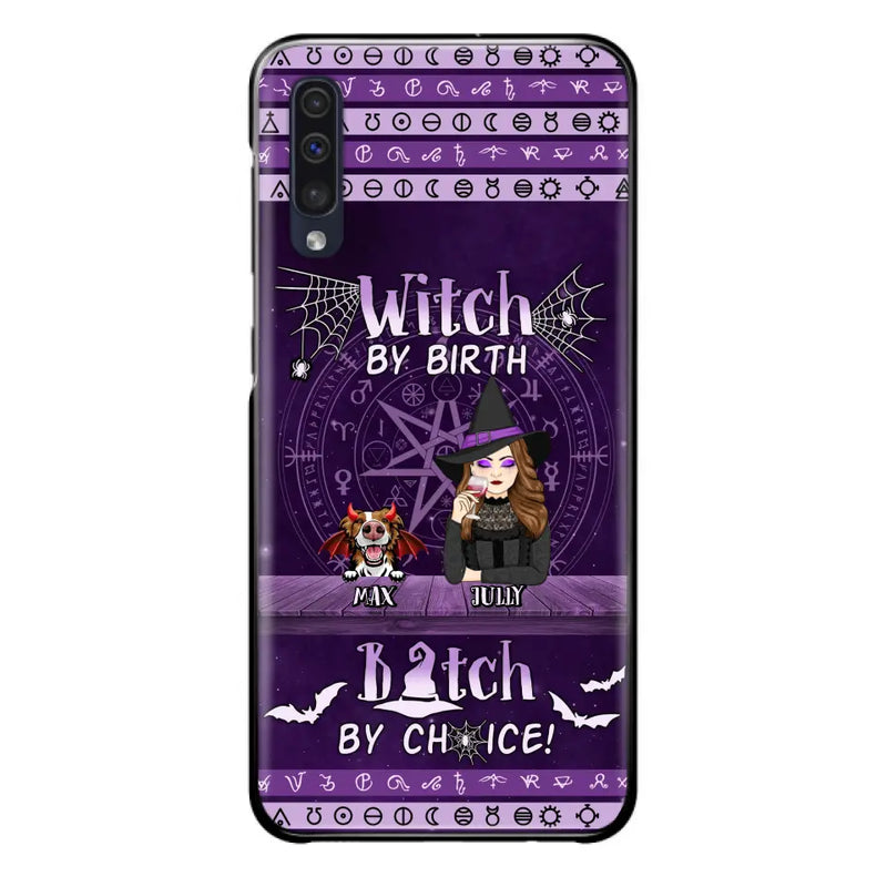 Personalized Witch Phone Case - Halloween Gift Idea for Witch Lovers/Pet Lovers - Up to 3 Dogs/Cats - Witch By Birth - Case For iPhone/Samsung