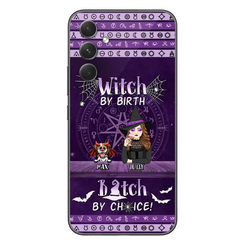 Personalized Witch Phone Case - Halloween Gift Idea for Witch Lovers/Pet Lovers - Up to 3 Dogs/Cats - Witch By Birth - Case For iPhone/Samsung