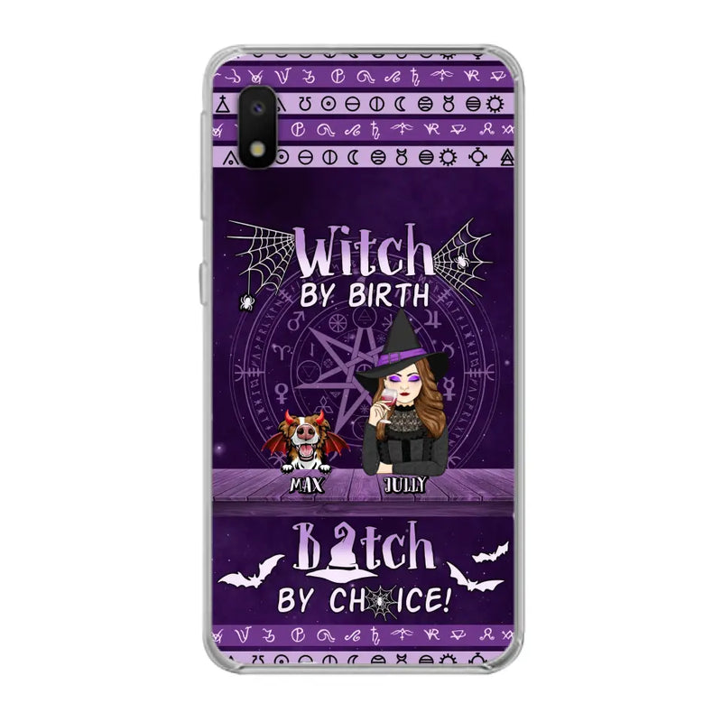 Personalized Witch Phone Case - Halloween Gift Idea for Witch Lovers/Pet Lovers - Up to 3 Dogs/Cats - Witch By Birth - Case For iPhone/Samsung