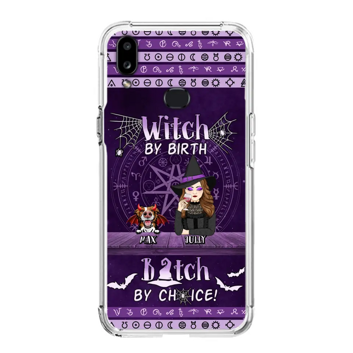 Custom Personalized Witch Phone Case - Halloween Gift Idea for Witch Lovers/Pet Lovers - Upto 3 Dogs/Cats - Witch By Birth - Case For iPhone/Samsung