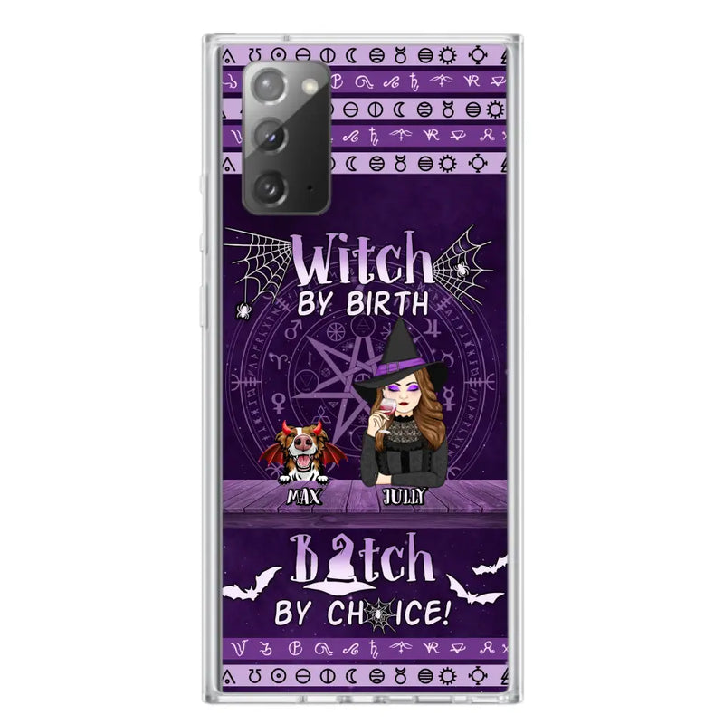 Personalized Witch Phone Case - Halloween Gift Idea for Witch Lovers/Pet Lovers - Up to 3 Dogs/Cats - Witch By Birth - Case For iPhone/Samsung