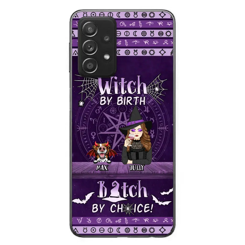 Personalized Witch Phone Case - Halloween Gift Idea for Witch Lovers/Pet Lovers - Up to 3 Dogs/Cats - Witch By Birth - Case For iPhone/Samsung