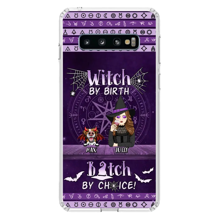 Custom Personalized Witch Phone Case - Halloween Gift Idea for Witch Lovers/Pet Lovers - Upto 3 Dogs/Cats - Witch By Birth - Case For iPhone/Samsung