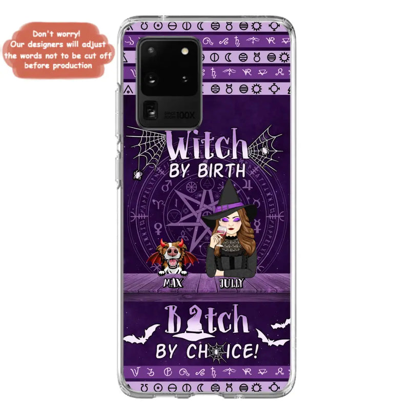 Personalized Witch Phone Case - Halloween Gift Idea for Witch Lovers/Pet Lovers - Up to 3 Dogs/Cats - Witch By Birth - Case For iPhone/Samsung