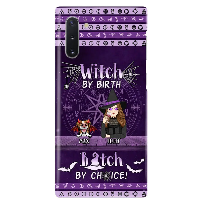 Custom Personalized Witch Phone Case - Halloween Gift Idea for Witch Lovers/Pet Lovers - Upto 3 Dogs/Cats - Witch By Birth - Case For iPhone/Samsung